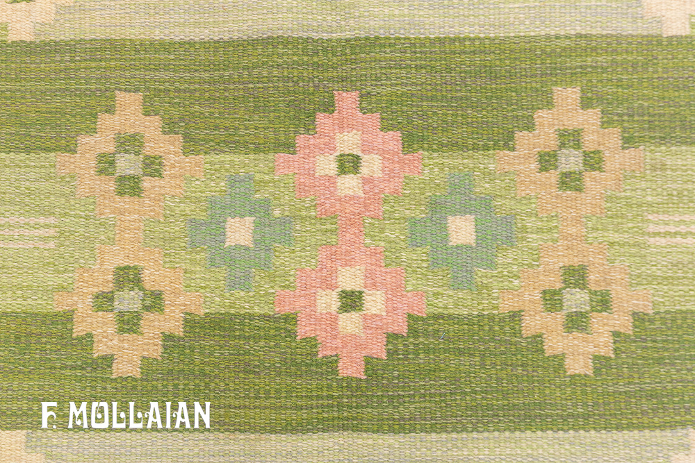 Semi Antique Swedish Signed Kilim n°:71582660